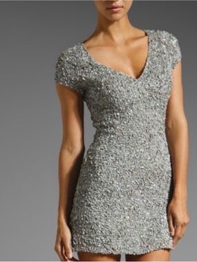 Parker Serena sequin dress Grey silver with an iridescent accent.  Size XS
